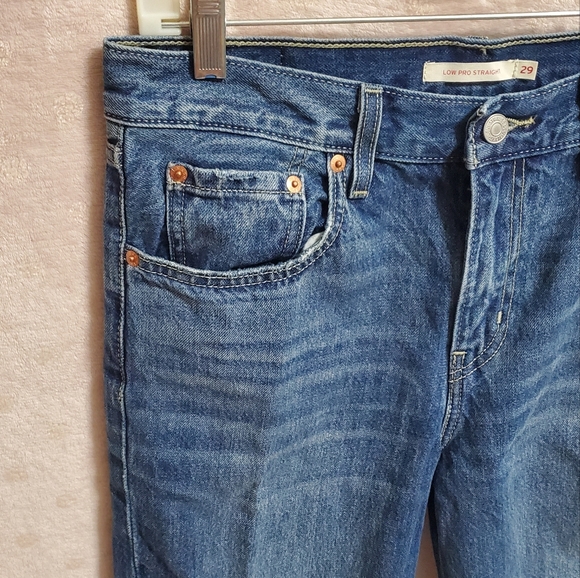 Levi's Low Pro Straight Denim Jeans, Waist 29 100% Cotton, No Stretch, Sz 8 - Picture 2 of 6